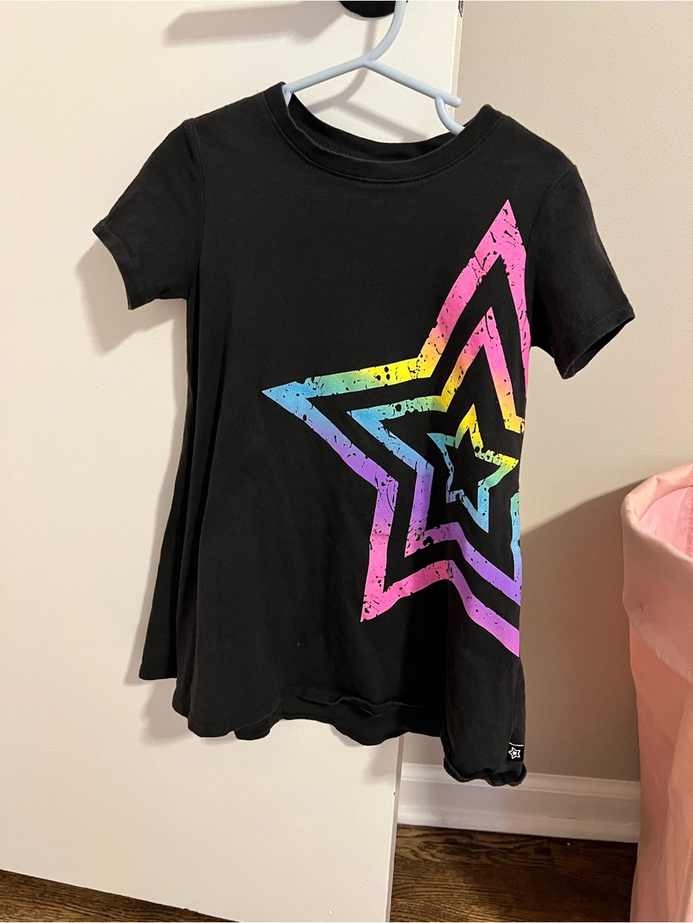 Pixie lane Black Short-Sleeve Tee with Rainbow Star Graphic